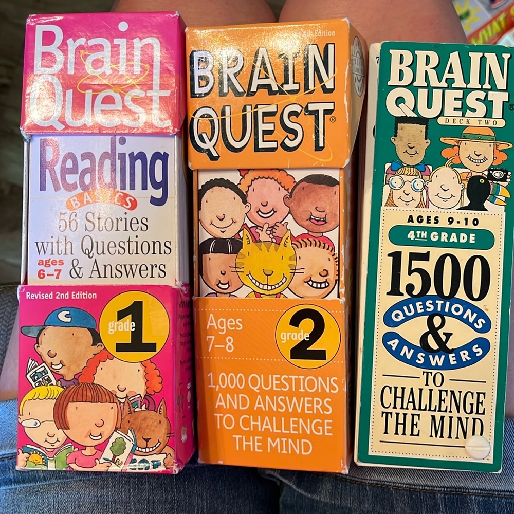 Set of 3 Brainquest card decks kids 6-10 school questions educational elementary